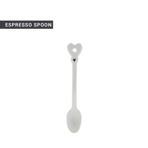 Bastion Collections - Espresso Löffel "Heart" - weiß/schwarz