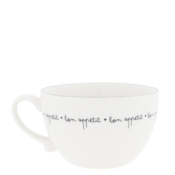 Bastion Collections - Suppentasse klein "bon appetit" - weiß/schwarz