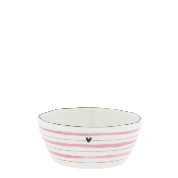 Bastion Collections - Schale klein "Watercolour Rose - Streifen" - weiß/pink - Ø 9,5 cm