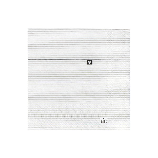 Bastion Collections - Servietten klein "Streifen" - 20 Stück - weiß/schwarz/beige