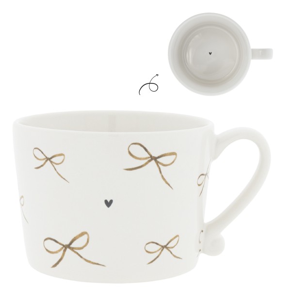 Bastion Collections - Tasse "Schleifen" - weiß/schwarz/beige