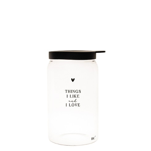 Bastion Collections - Vorratsglas "Things I like and I love" klein - schwarz
