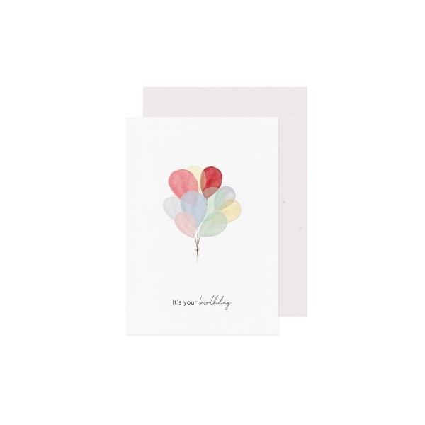 Eulenschnitt - Klappkarte "Luftballons / It's your birthday"